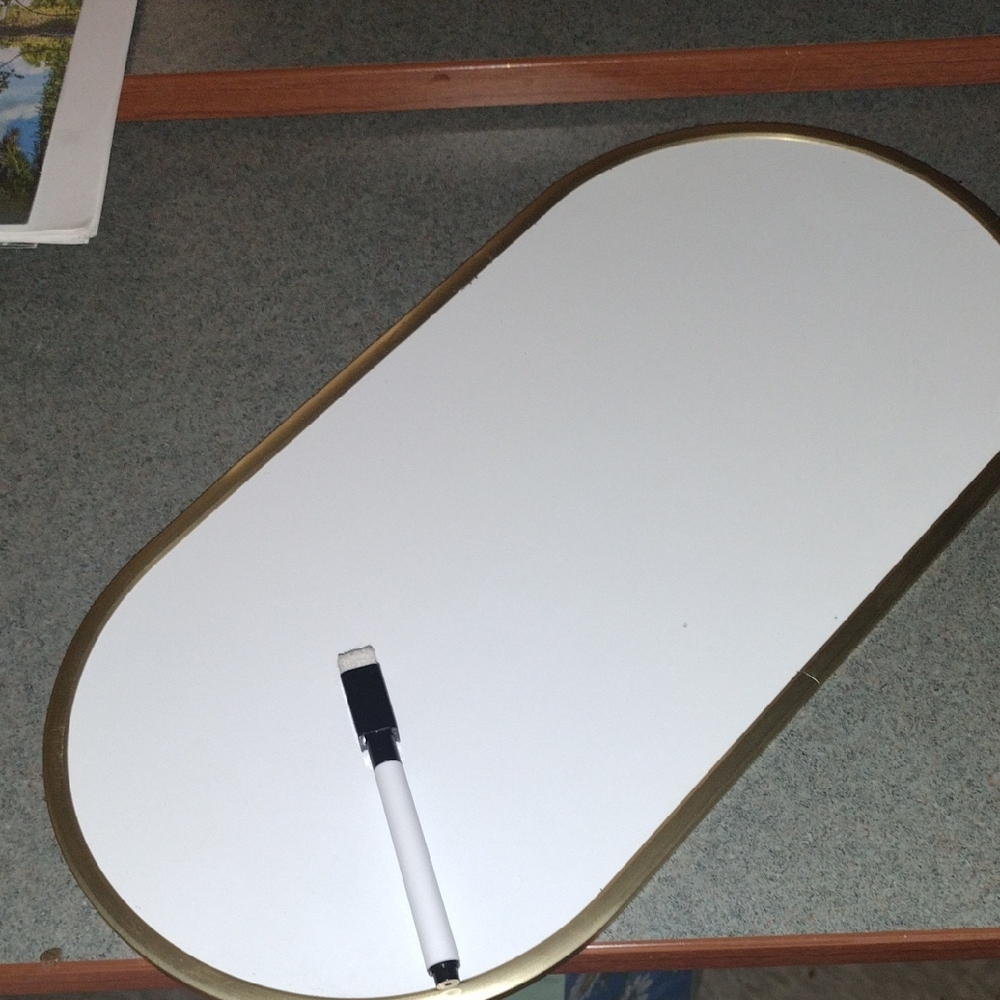 Oval Whiteboard with Gold Trim & Magnetic Marker